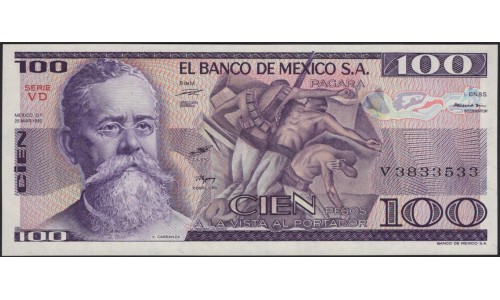 Мексика 100 песо 1982 серия VD (MEXICO 100 Pesos 1982 series VD) P 74c : UNC