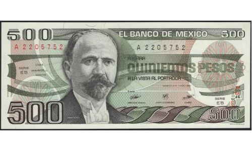 Мексика 500 песо 1984 серия EB (MEXICO 500 Pesos 1984 series EB) P 79а : UNC