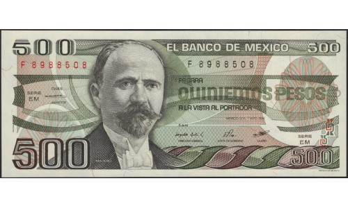 Мексика 500 песо 1984 серия EM (MEXICO 500 Pesos 1984 series EM) P 79а : UNC