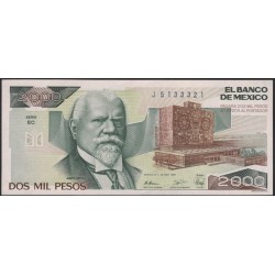 Мексика 2000 песо 1989 серия EC (MEXICO 2000 Pesos 1989 series EC) P 86c : UNC