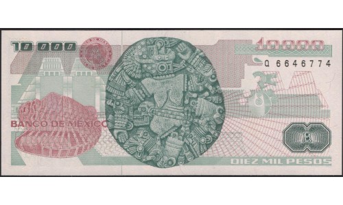Мексика 10000 песо 1988 серия NE (MEXICO 10000 Pesos 1988 series NE) P 90b : UNC