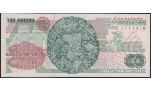 Мексика 10000 песо 1988 серия NU (MEXICO 10000 Pesos 1988 series NU) P 90b : UNC