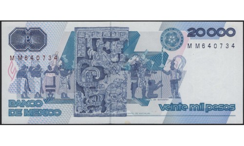 Мексика 20000 песо 1987 серия BC (MEXICO 20000 Pesos 1987 series BC) P 91b : UNC
