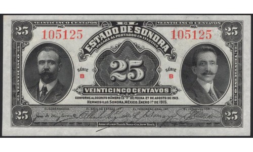 Мексика 25 центаво 1915 (MEXICO 25 Centavos 1915) P S1069 : UNC