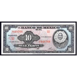 Мексика 10 песо 1963 (MEXICO 10 Pesos 1963) P 58j : UNC