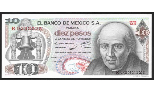 Мексика 10 песо 1971 (MEXICO 10 Pesos 1971) P 63d(1) : UNC
