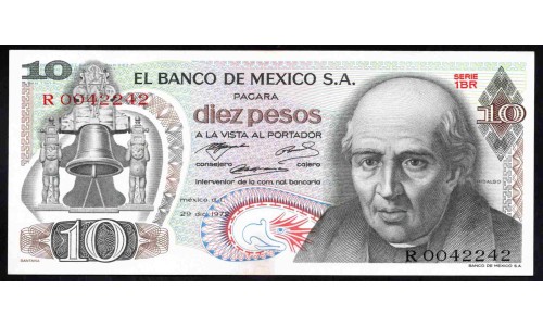 Мексика 10 песо 1972 (MEXICO 10 Pesos 1972) P 63е : UNC-