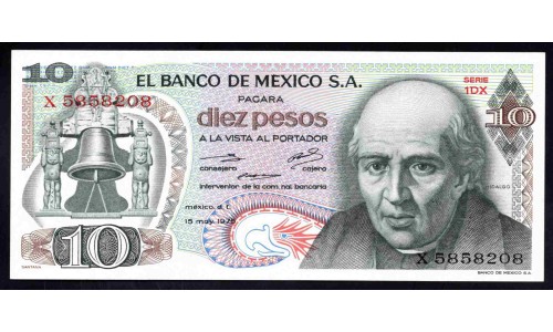 Мексика 10 песо 1975 (MEXICO 10 Pesos 1975) P 63h(4) : UNC