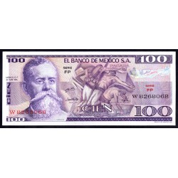 Мексика 100 песо 1974 серия FP (MEXICO 100 Pesos 1974 series FP) P 66а : UNC