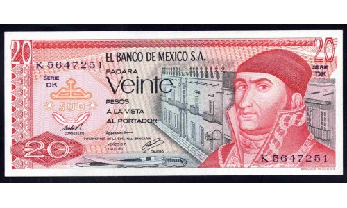 Мексика 20 песо 1977 (MEXICO 20 Pesos 1977) P 64d(4) : UNC