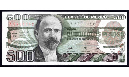 Мексика 500 песо 1983 серия CZ (MEXICO 500 Pesos 1983 series CZ) P 79а : UNC-