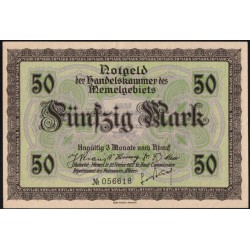 Литва 50 марок 1922 (Мемель) (LITHUANIA 50 Mark 1922 (Memel)) P 7b : UNC