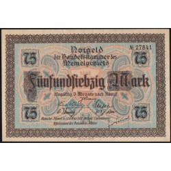 Литва 75 марок 1922 (Мемель) (LITHUANIA 75 Mark 1922 (Memel)) P 8 : UNC