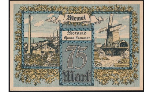 Литва 75 марок 1922 (Мемель) (LITHUANIA 75 Mark 1922 (Memel)) P 8 : UNC