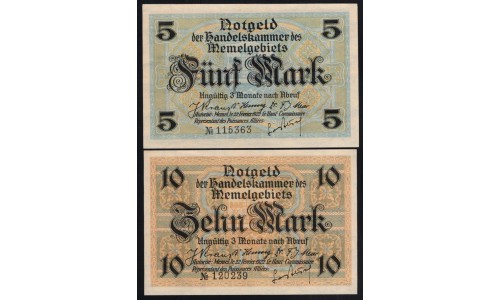 Литва, набор из 9ти банкнот 1922 (Мемель) (LITHUANIA, 9 banknotes set 1922 (Memel)) : UNC-/UNC