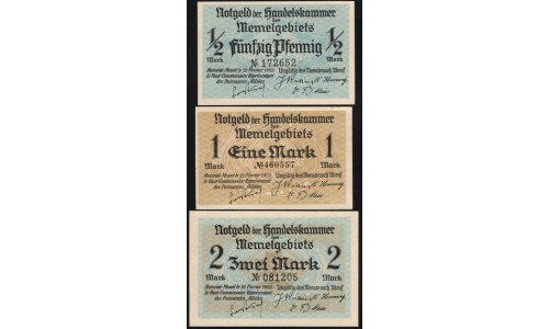 Литва, набор из 9ти банкнот 1922 (Мемель) (LITHUANIA, 9 banknotes set 1922 (Memel)) : UNC-/UNC