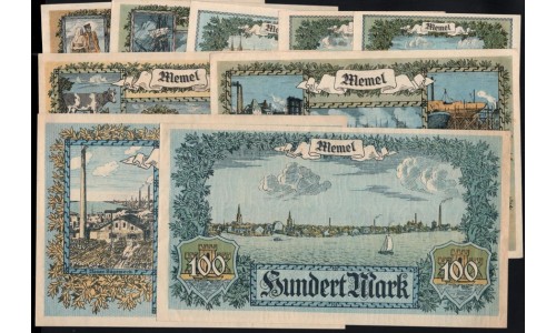 Литва, набор из 9ти банкнот 1922 (Мемель) (LITHUANIA, 9 banknotes set 1922 (Memel)) : UNC-/UNC