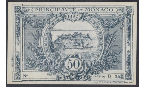 Монако 50 сантимов 1920 года (MONACO 50 santimes 1920) P 3: UNC