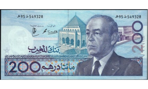 Марокко 200 дирхам 1987 (1991) (MOROCCO 200 dirhams 1987 (1991)) P 66d : UNC