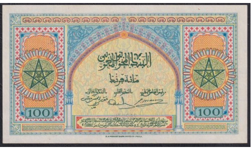 Марокко 100 франков 1943 года, 282707 (MOROCCO 100 francs 1943) P 27(1): UNC