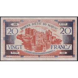 Марокко 20 франков 1943 года (MOROCCO 20 francs 1943) P 39: VF/XF