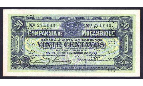 Мозамбик, Бейра 20 центаво 1933 (MOZAMBIQUE - Beira 20 Centavos 1933) P R29 : UNC