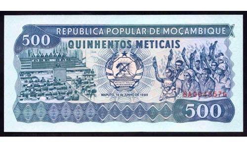 Мозамбик 500 метикалей 1989 (MOZAMBIQUE 500 Meticais 1989) P 131c : UNC