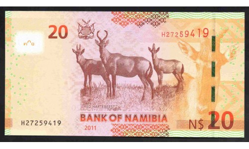 Намибия 20 долларов 2011 (NAMIBIA 20 Namibia Dollars 2011) P 12а : UNC