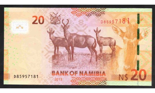 Намибия 20 долларов 2013 (NAMIBIA 20 Namibia Dollars 2013) P 12b : UNC