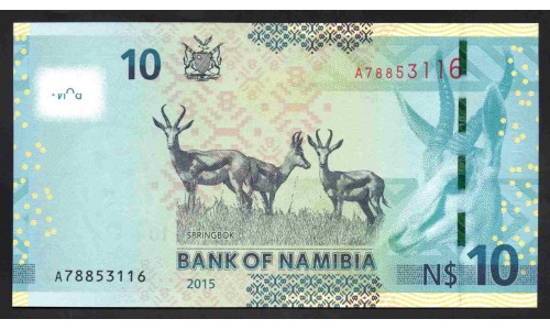 Намибия 10 долларов 2015 года (NAMIBIA 10 Namibia Dollars 2015) P 16: UNC