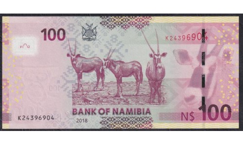 Намибия 100 долларов 2018 (NAMIBIA 50 Namibia Dollars 2018) P 14b: UNC