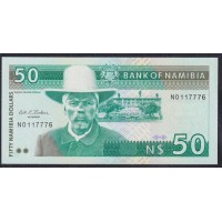 Намибия 50 долларов (1993) NO 117776, Шестизначный номер!!! (NAMIBIA 50 Namibia Dollars (1993)) P 2a: UNC