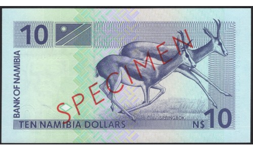 Намибия 10 долларов (1993) образец (NAMIBIA 10 Namibia Dollars (1993) specimen) P 1s : UNC