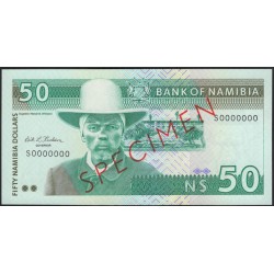 Намибия 50 долларов (1993) образец (NAMIBIA 50 Namibia Dollars (1993) specimen) P 2s : UNC