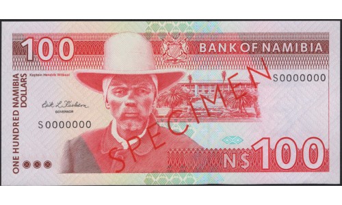 Намибия 100 долларов (1993) образец (NAMIBIA 100 Namibia Dollars (1993) specimen) P 3s : UNC