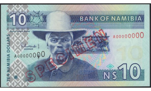 Намибия 10 долларов (2001) образец (NAMIBIA 10 Namibia Dollars (2001) specimen) P 4s : UNC