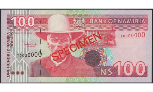 Намибия 100 долларов (1999) образец (NAMIBIA 100 Namibia Dollars (1999) specimen) P 9s : UNC