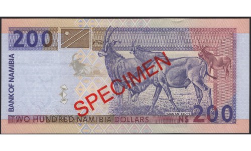 Намибия 200 долларов (1996) образец (NAMIBIA 200 Namibia Dollars (1996) specimen) P 10s : UNC