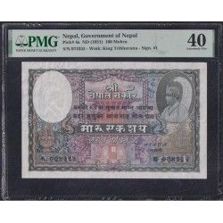 Непал 100 мохру / рупий б/д (1951) РЕДКОСТЬ!!! (Nepal 100 mohru / rupees ND (1951)) P 4a: PMG 40 XF