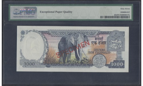 Непал 1000 рупий б/д (1974 год), РАРИТЕТ!!! (Nepal 1000 rupee ND (1974)) P 28s: PMG 67 Superb Gem UNC