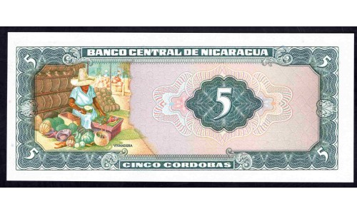 Никарагуа 5 кордоба 1972 г. (NICARAGUA 5 Córdobas 1972) P122:Unc