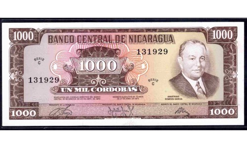 Никарагуа 1000 кордоба 1972 г. (NICARAGUA 1000 Córdobas 1972) P128:Unc