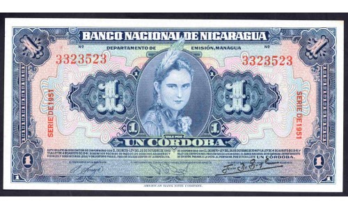 Никарагуа 1 кордоба 1951 г. (NICARAGUA 1 Córdoba 1951) P91b:Unc