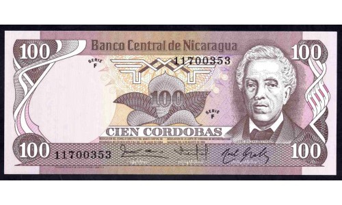 Никарагуа 100 кордоба 1984 г. (NICARAGUA 100 Córdobas 1984) P141:Unc