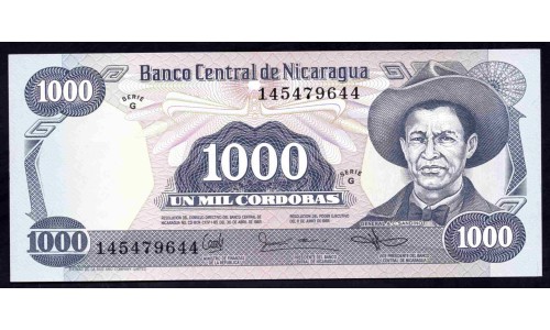Никарагуа 1000 кордоба 1985 г. (NICARAGUA 1000 Córdobas 1985) P145:Unc