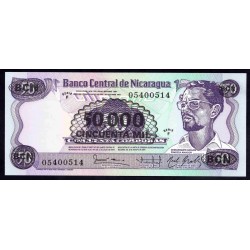 Никарагуа 50000 кордоба 1987 г. (NICARAGUA 50000 Córdobas 1987) P148:Unc