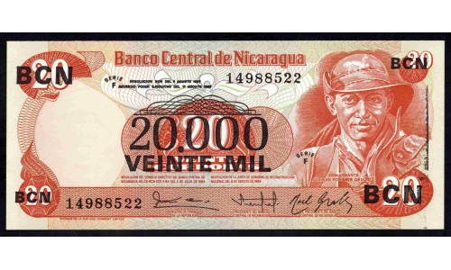 Никарагуа 20000 кордоба 1987 г. (NICARAGUA 20000 Córdobas 1987) P147:Unc