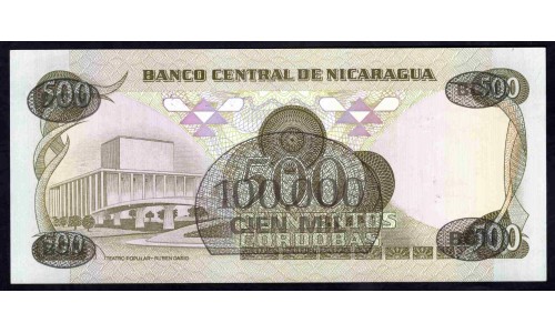 Никарагуа 100000 кордоба 1987 г. (NICARAGUA 100000 Córdobas 1987) P149:Unc