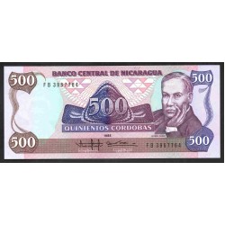 Никарагуа 500 кордоба 1985 г. (NICARAGUA 500 Córdobas 1985) P155:Unc