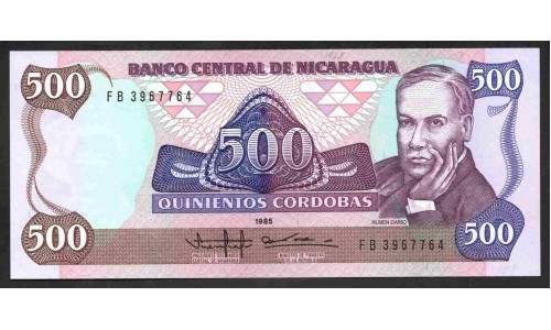 Никарагуа 500 кордоба 1985 г. (NICARAGUA 500 Córdobas 1985) P155:Unc